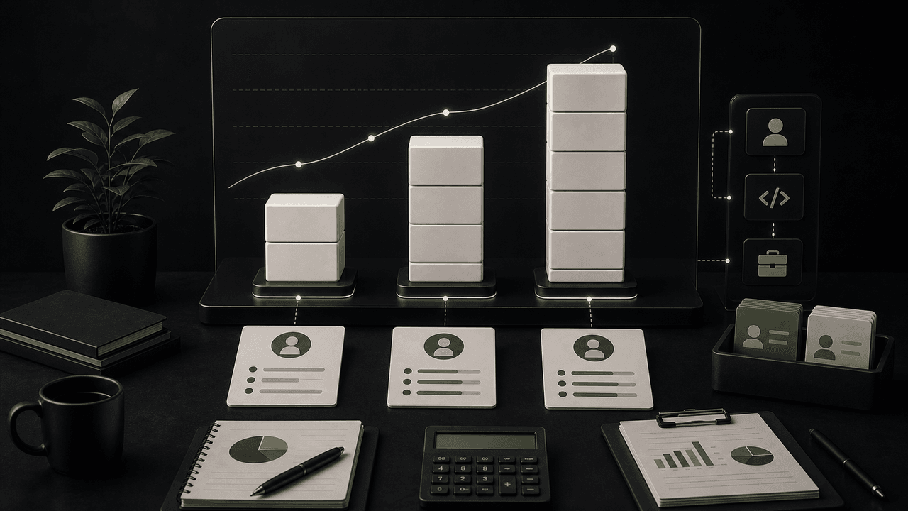 A bar chart illustrating the relative cost comparison between Junior, Mid-Level, and Senior developers.