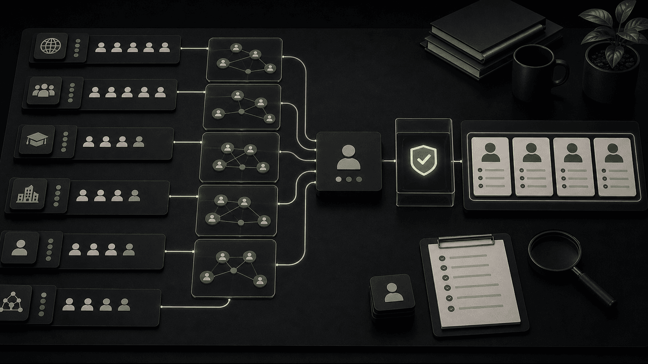 Infographic showing candidate sourcing channels: Job Boards (45%), LinkedIn (30%), Agencies (25%).